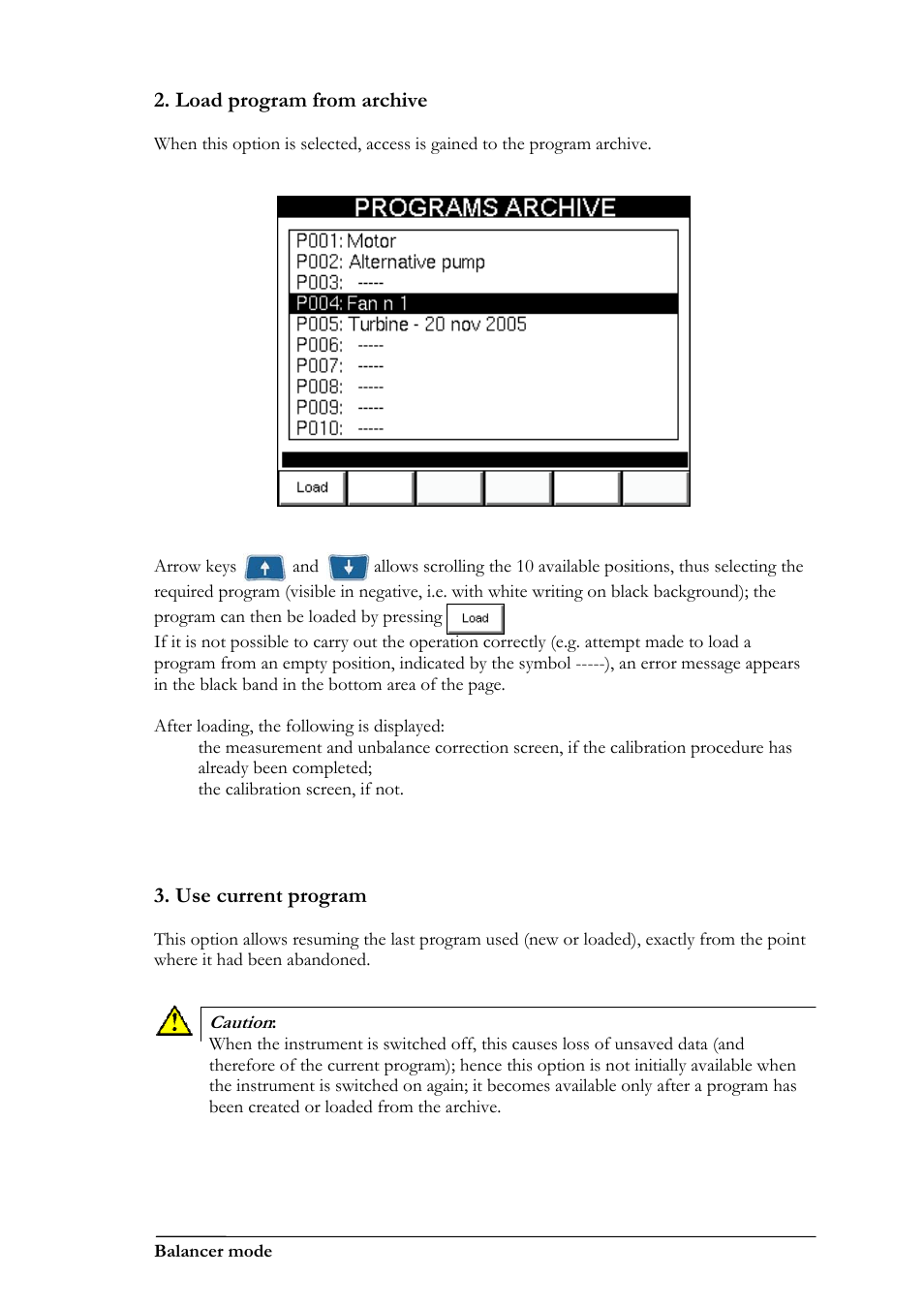 Load program from archive, Use current program | CEMB USA N500 User Manual | Page 47 / 89