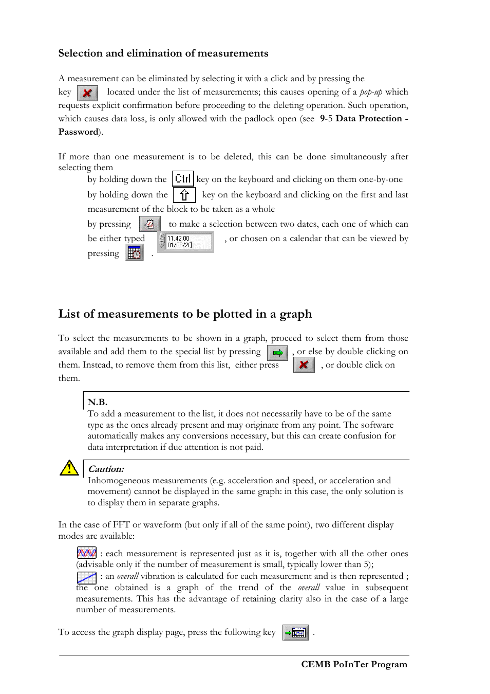 List of measurements to be plotted in a graph | CEMB USA N500 User Manual | Page 70 / 89