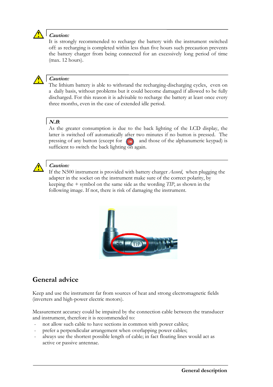 General advice | CEMB USA N500 User Manual | Page 8 / 89