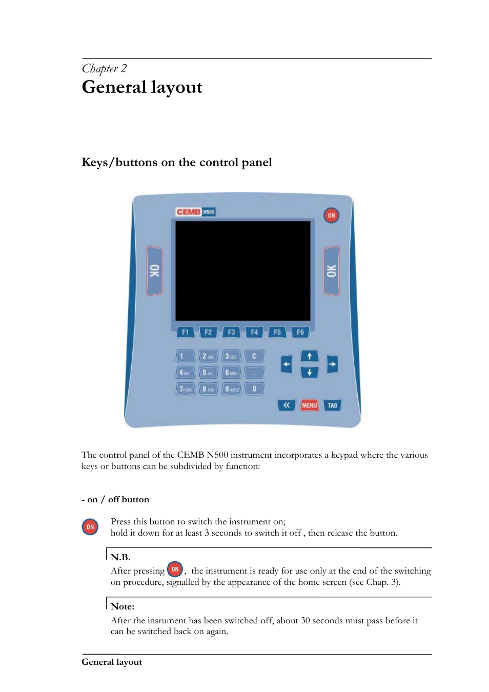 General layout | CEMB USA N500 User Manual | Page 9 / 89