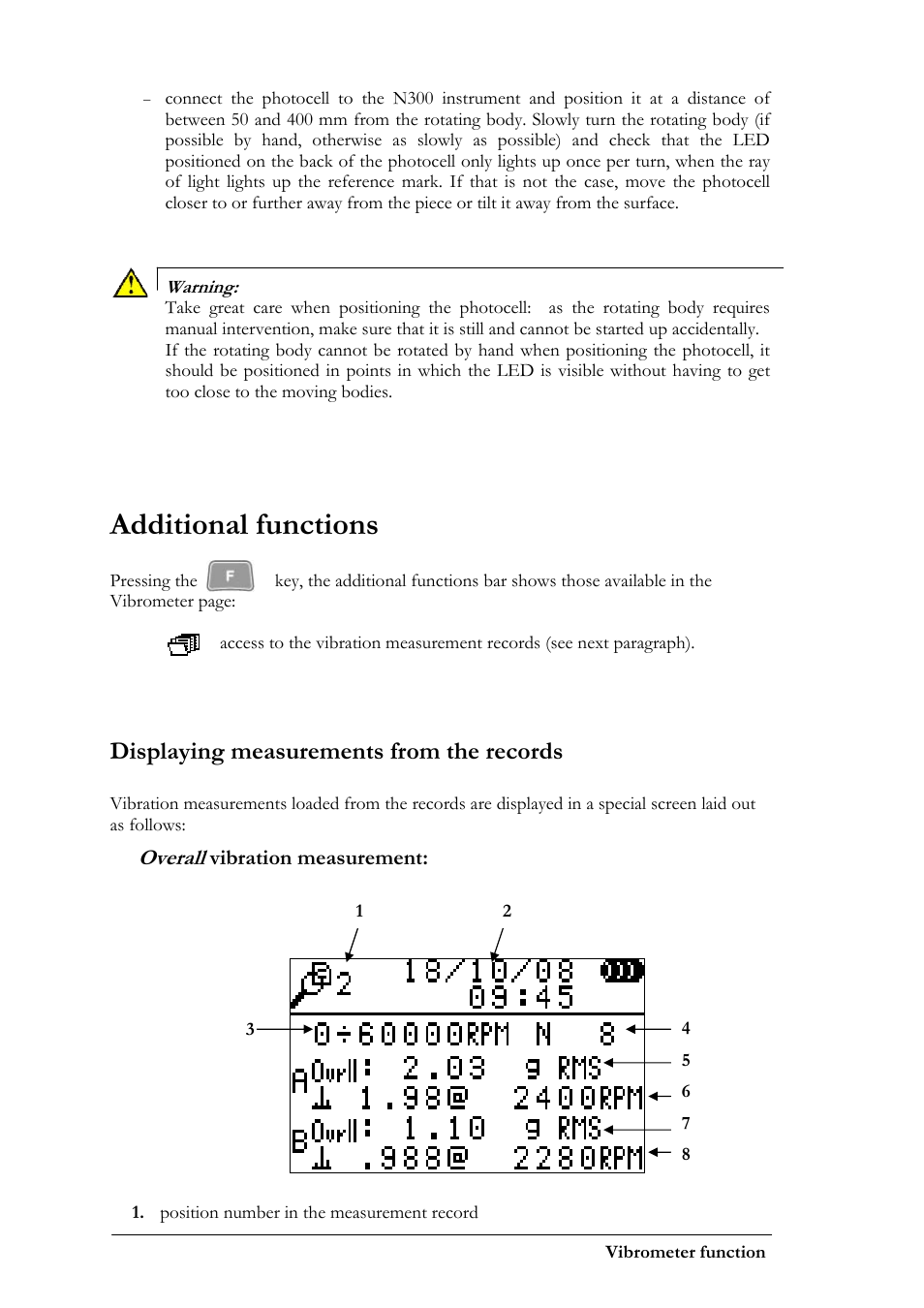 Additional functions, Displaying measurements from the records, Overall | CEMB USA N300 User Manual | Page 32 / 90