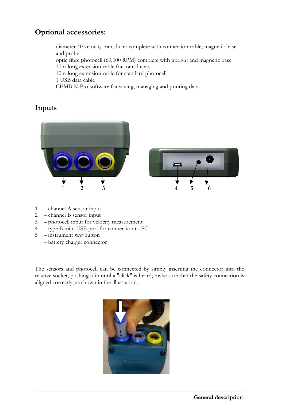 Optional accessories, Inputs | CEMB USA N300 User Manual | Page 8 / 90