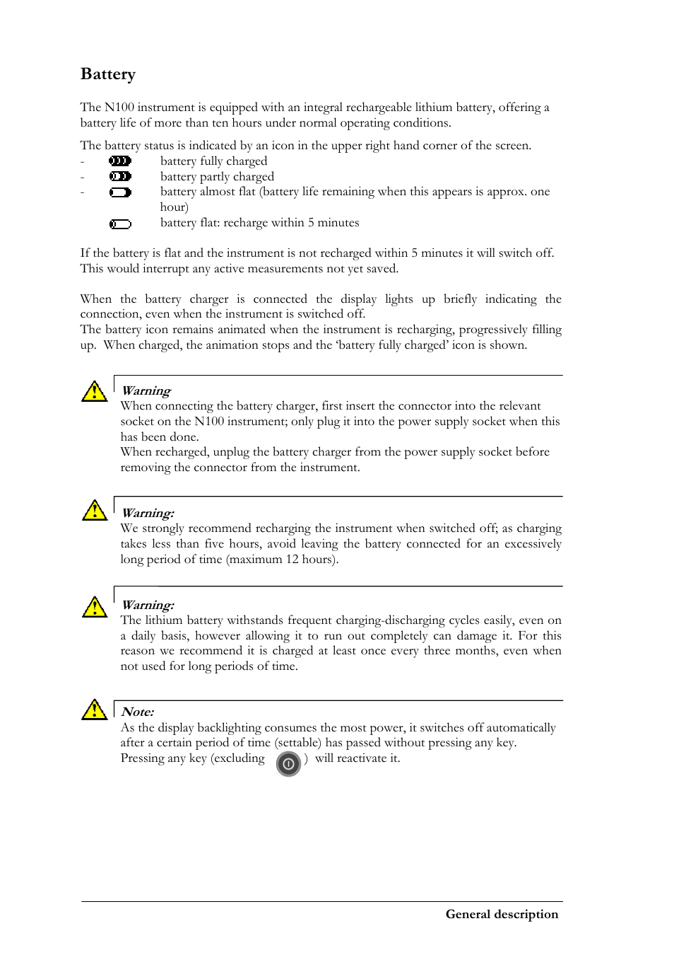 Battery | CEMB USA N100 User Manual | Page 10 / 68