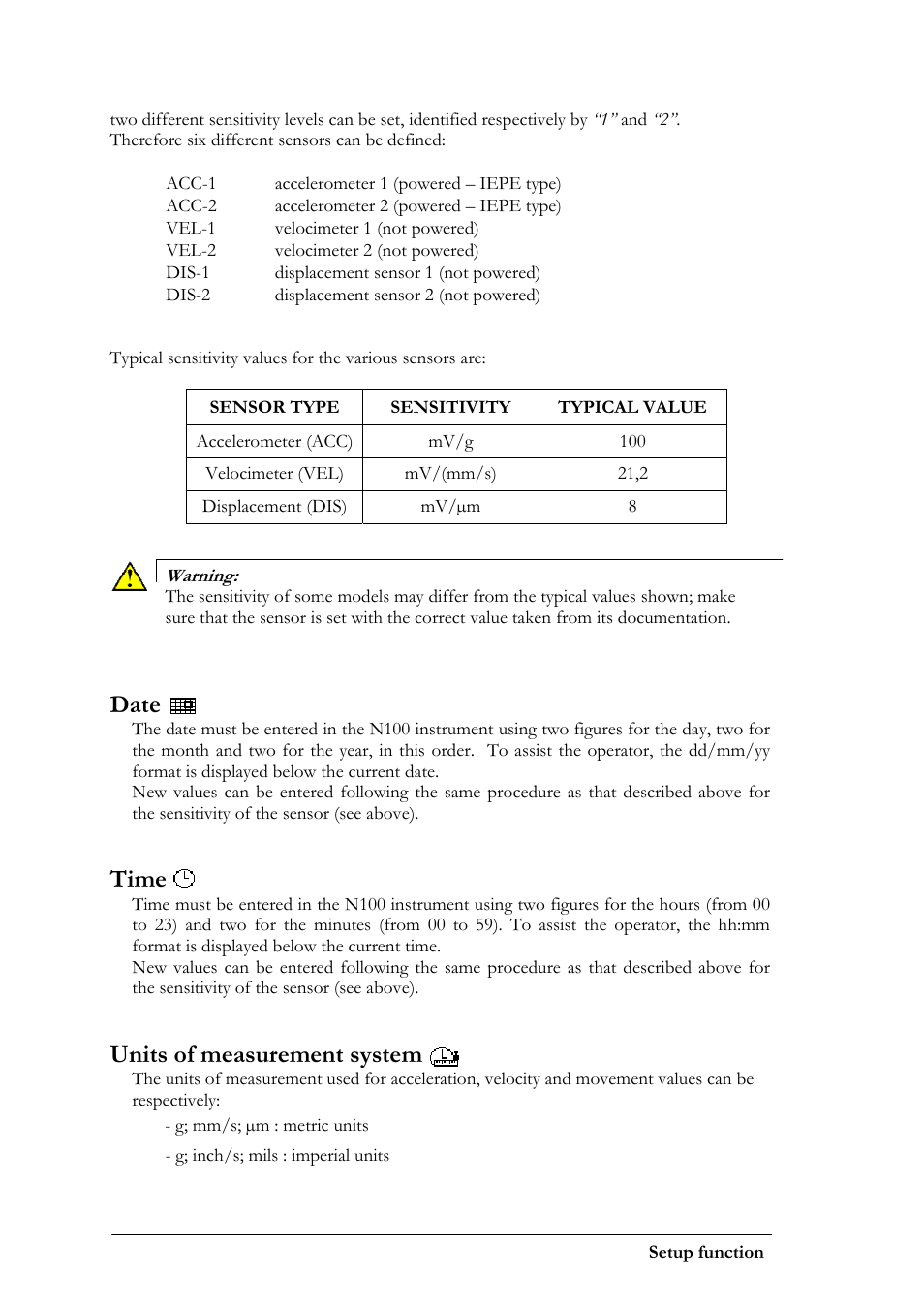 Date, Time, Units of measurement system | CEMB USA N100 User Manual | Page 22 / 68