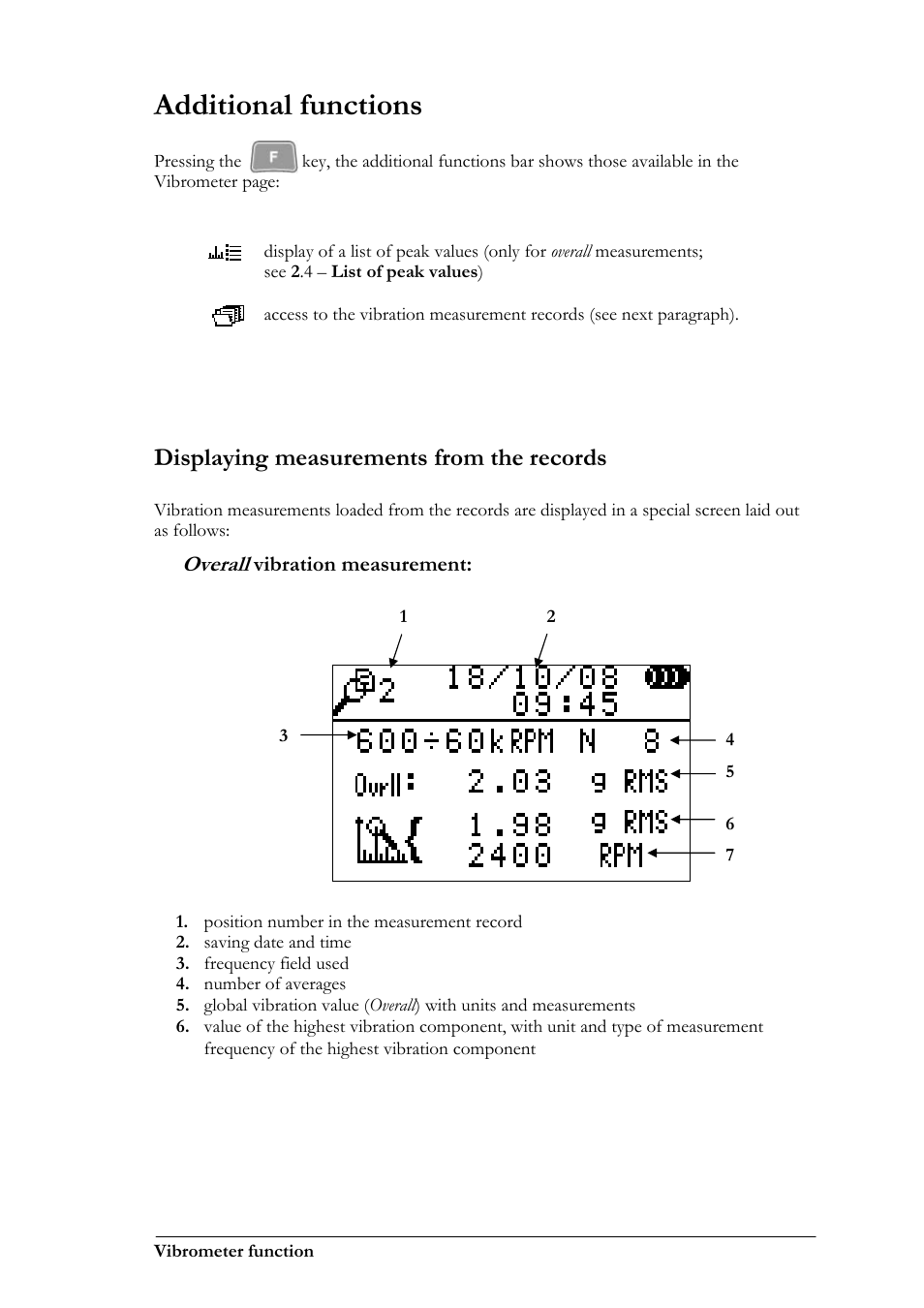 Additional functions, Displaying measurements from the records | CEMB USA N100 User Manual | Page 33 / 68
