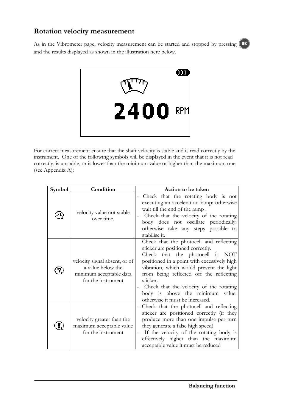 Rotation velocity measurement | CEMB USA N100 User Manual | Page 36 / 68