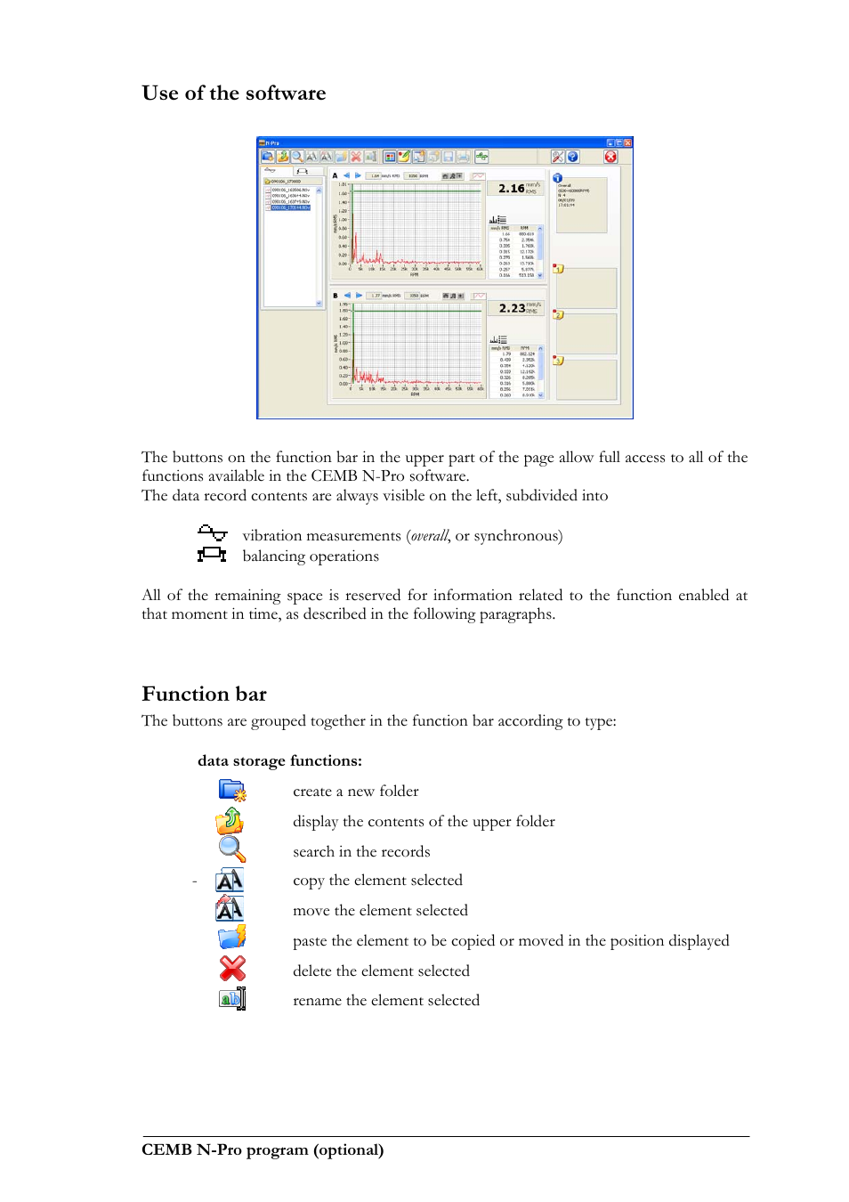Use of the software, Function bar | CEMB USA N100 User Manual | Page 41 / 68