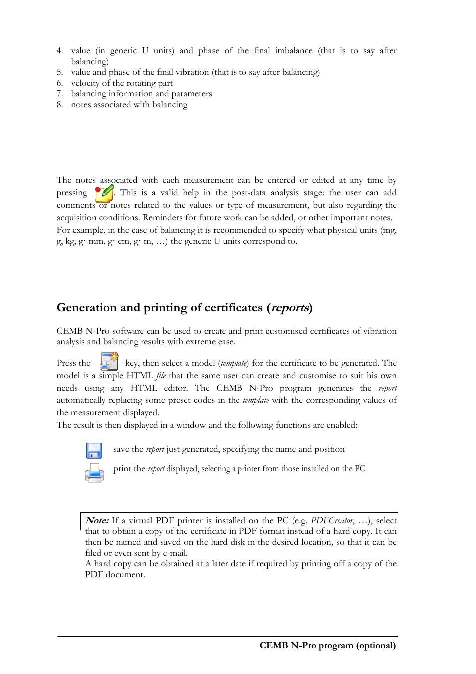 Reports, Generation and printing of certificates | CEMB USA N100 User Manual | Page 48 / 68