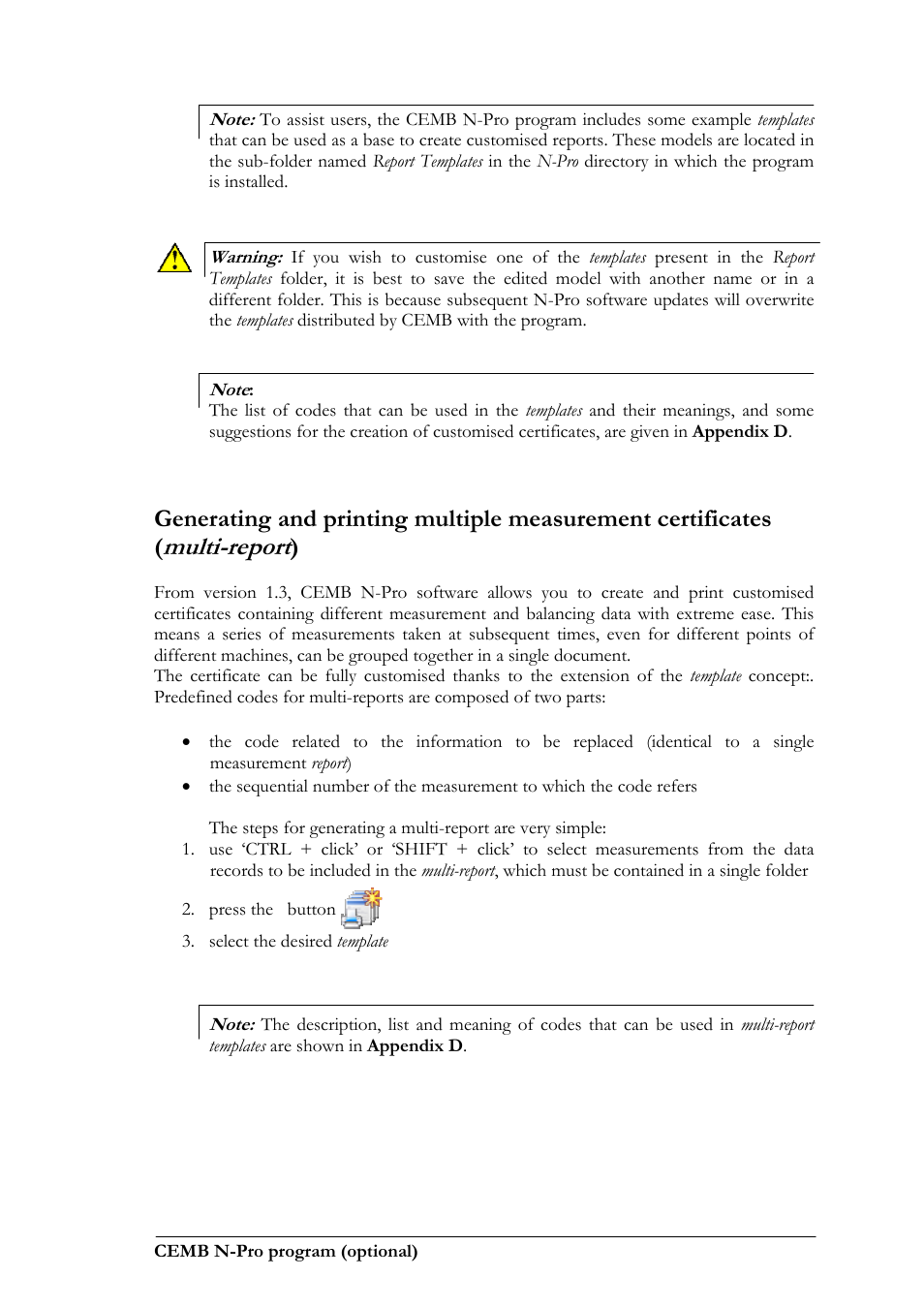 Multi-report | CEMB USA N100 User Manual | Page 49 / 68