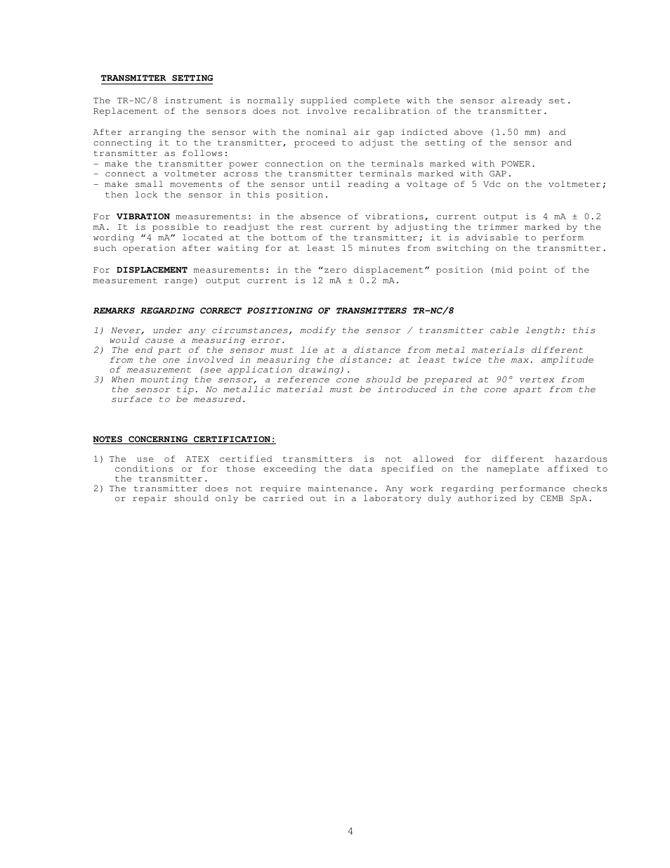 CEMB USA TR-NC8 ATEX User Manual | Page 4 / 8