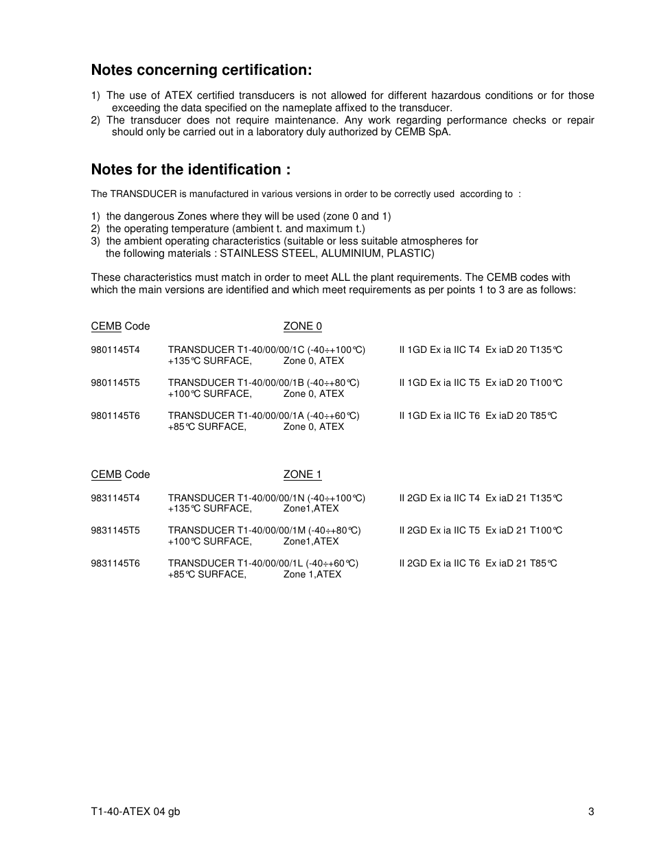 CEMB USA T1-40 ATEX User Manual | Page 3 / 6