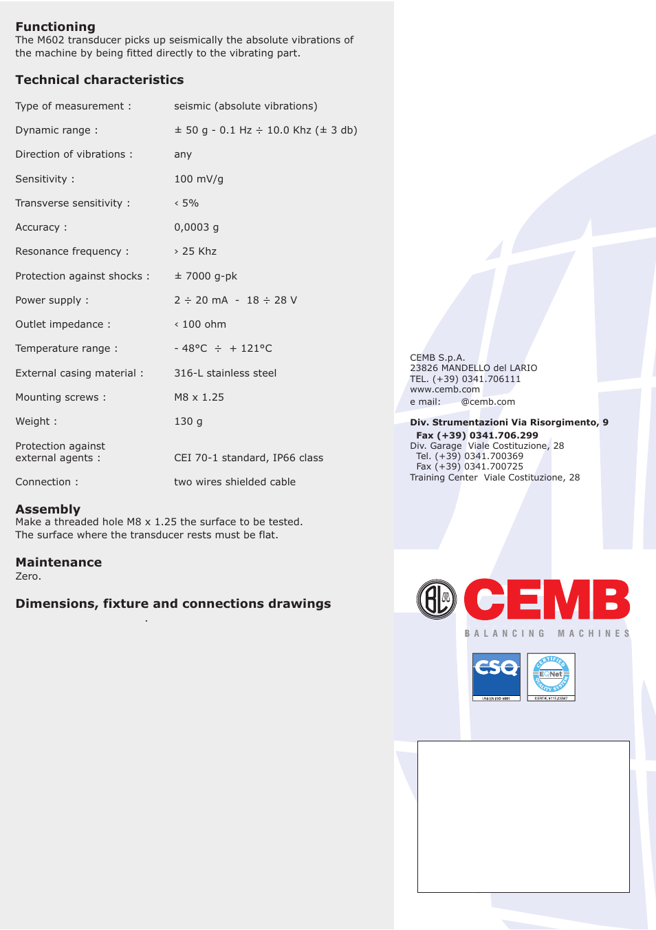 CEMB USA M602 User Manual | Page 2 / 2