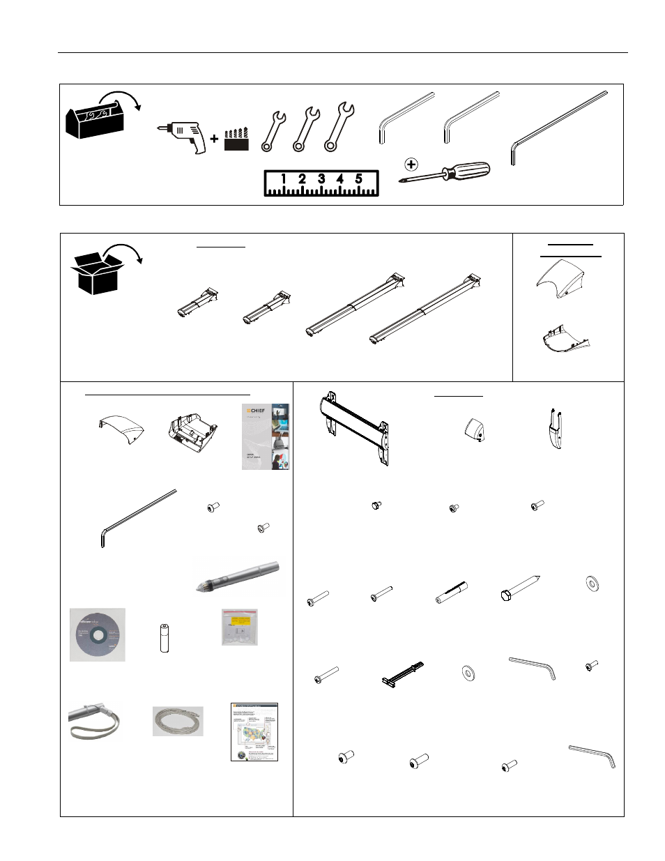 Tools required for installation parts | CHIEF Short Throw Interactive Series User Manual | Page 5 / 28