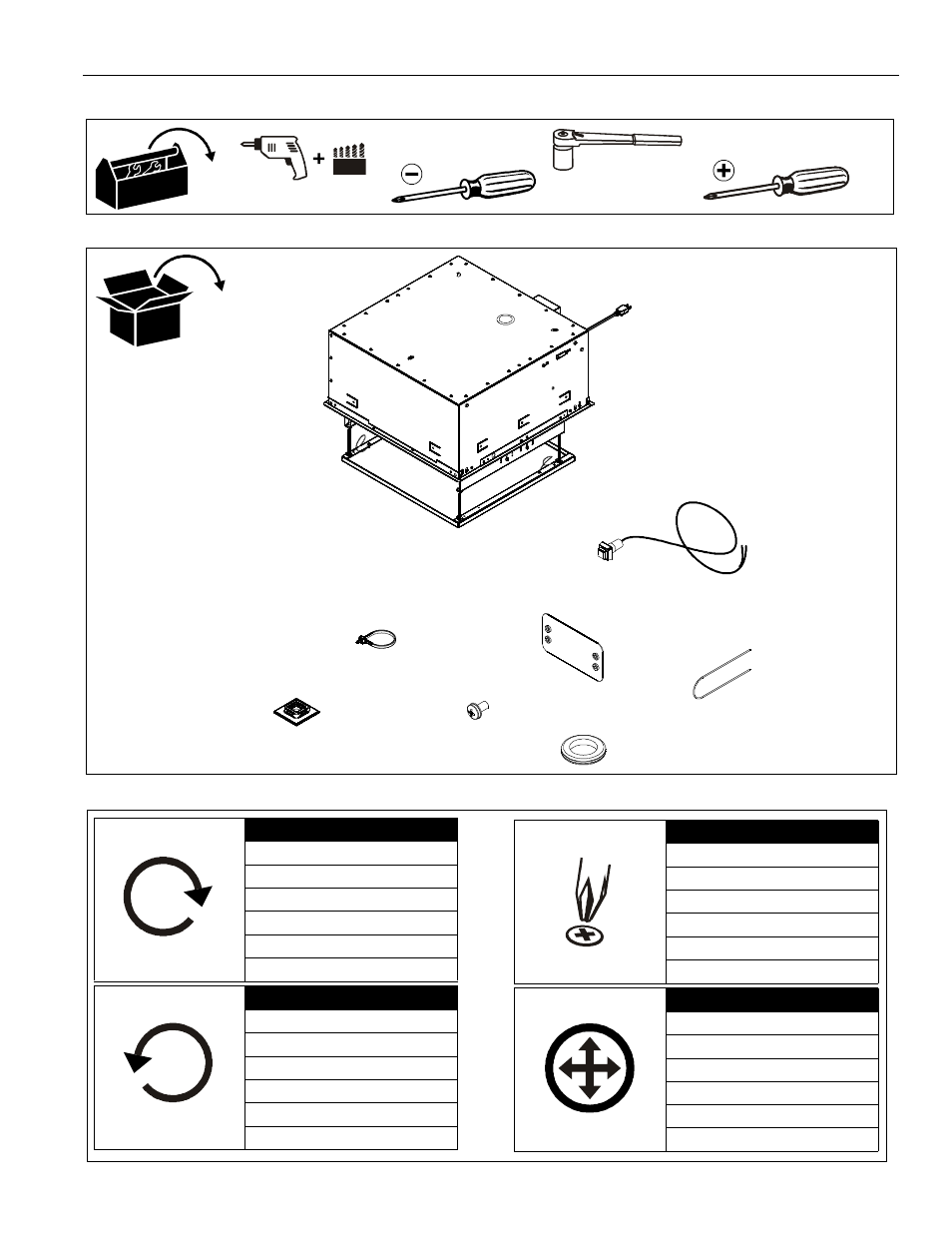 Tools required for installation parts legend | CHIEF SL151 Series User Manual | Page 3 / 16