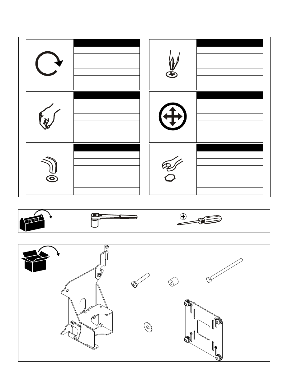 Legend tools required for installation parts | CHIEF FDP Series User Manual | Page 4 / 8