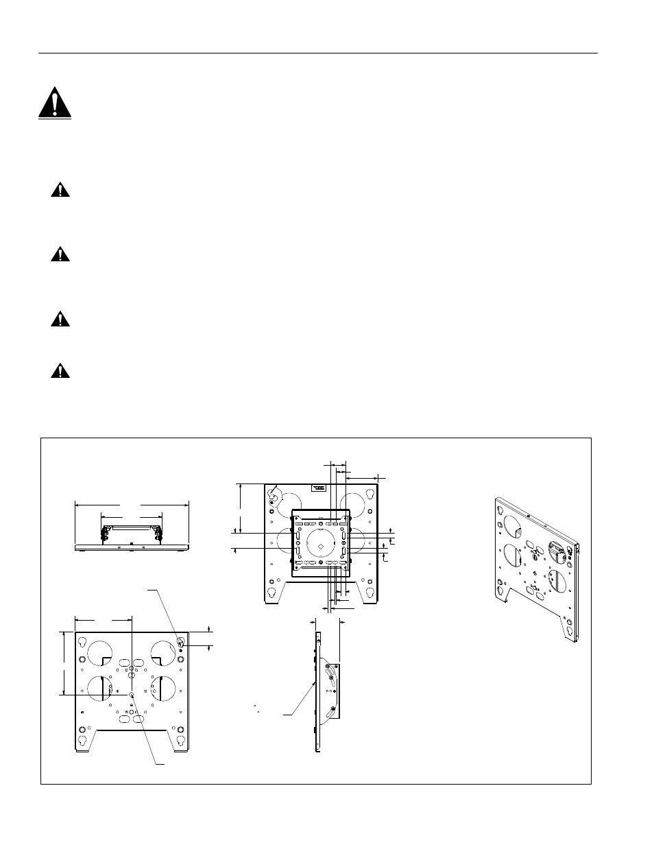 Important warnings and cautions, Dimensions | CHIEF TPM-2000 Series User Manual | Page 2 / 8