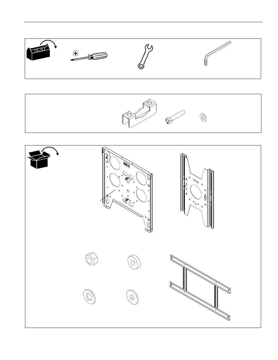 Tools required for installation parts, Required parts (not included) | CHIEF TPS Series User Manual | Page 5 / 12