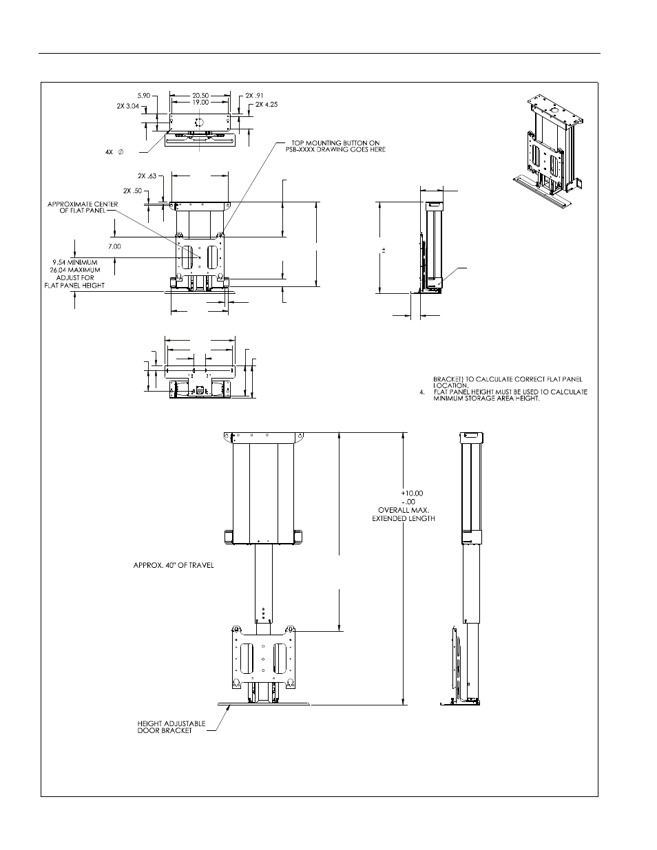 Dimensions, Cm2c40 installation instructions 4 | CHIEF CM2C40 User Manual | Page 4 / 76