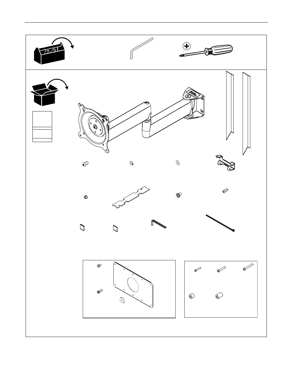 Tools required for installation and parts | CHIEF FWDIW Series User Manual | Page 3 / 8