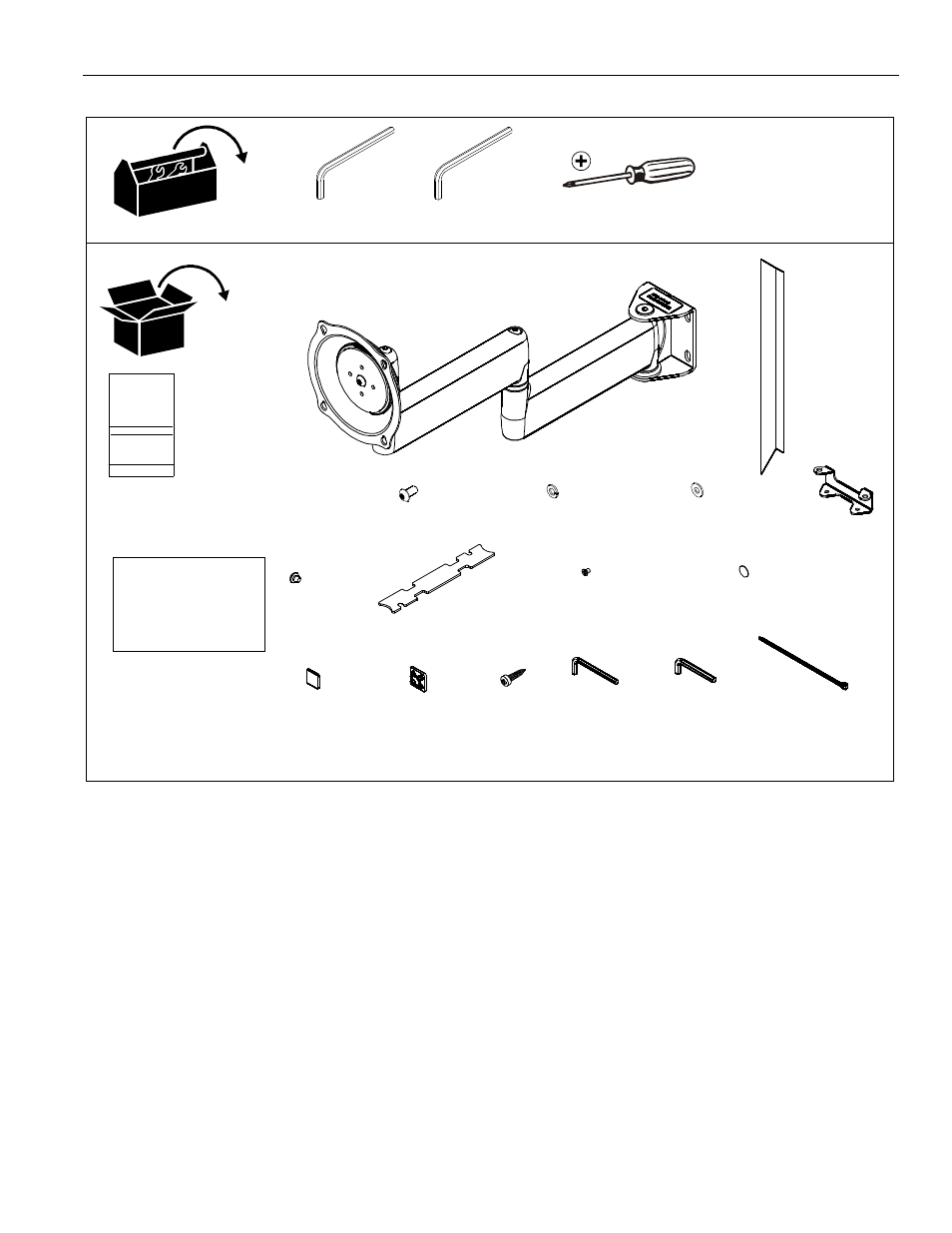 Tools required for installation and parts | CHIEF JWDIW Series User Manual | Page 3 / 8