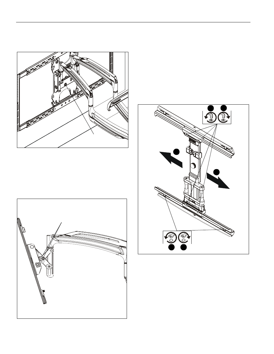 Leveling friction adjustment, Tilt friction adjustment, Lateral shift adjustment | CHIEF TS525TU User Manual | Page 14 / 16