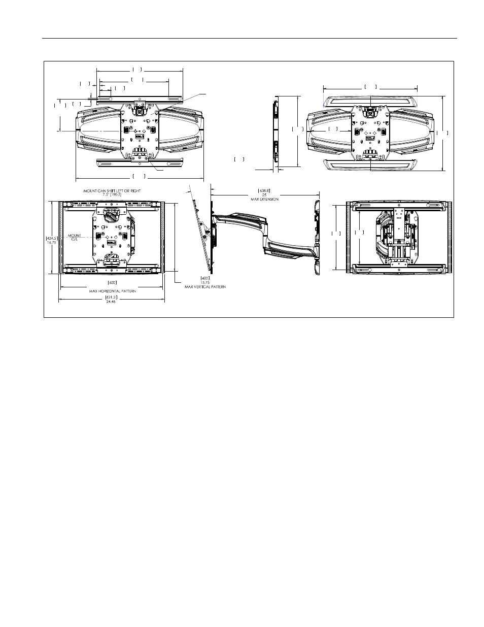 Dimensions (continued), Ts325tu | CHIEF TS318TU User Manual | Page 5 / 20