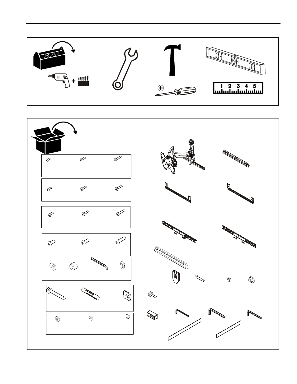 Tools required for installation parts | CHIEF TS318TU User Manual | Page 7 / 20