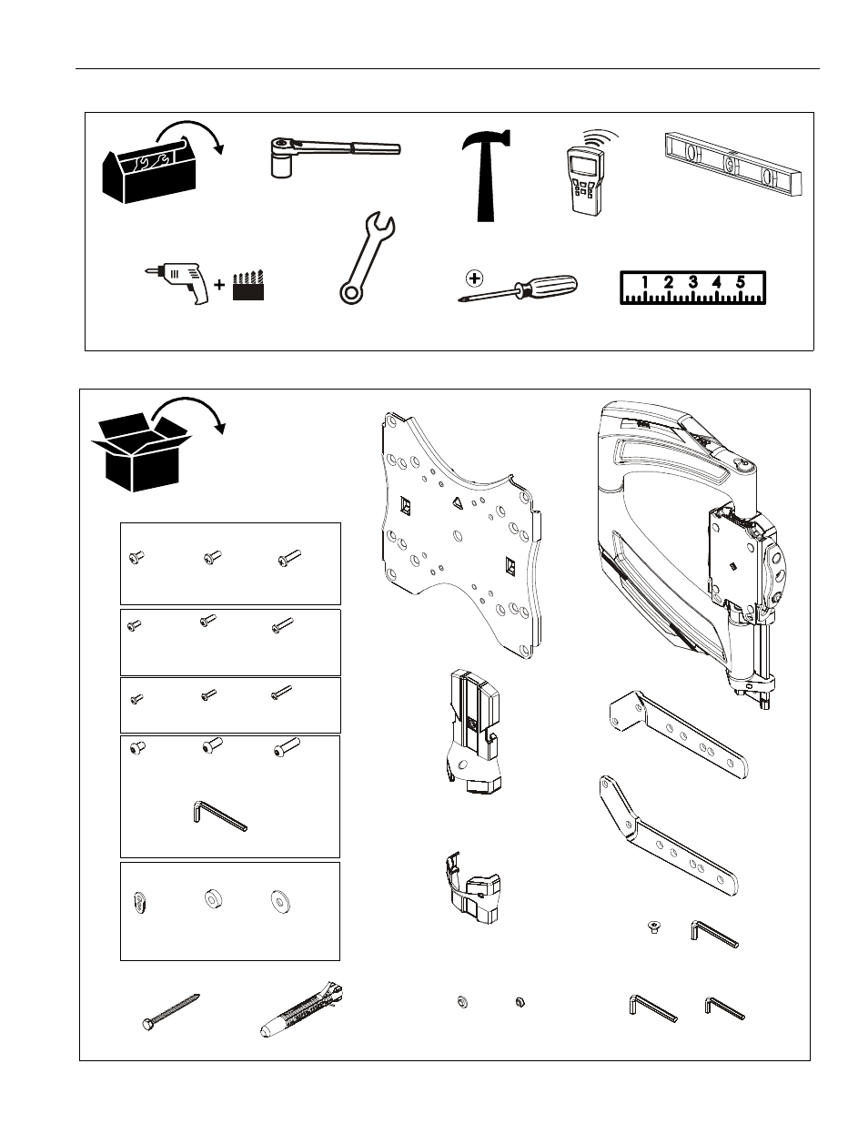 Tools required for installation parts | CHIEF TS218SU User Manual | Page 5 / 16