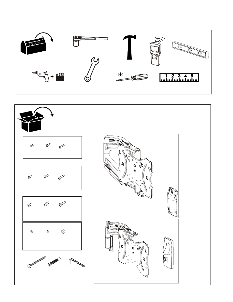 Tools required for installation parts | CHIEF TS110SU User Manual | Page 5 / 12
