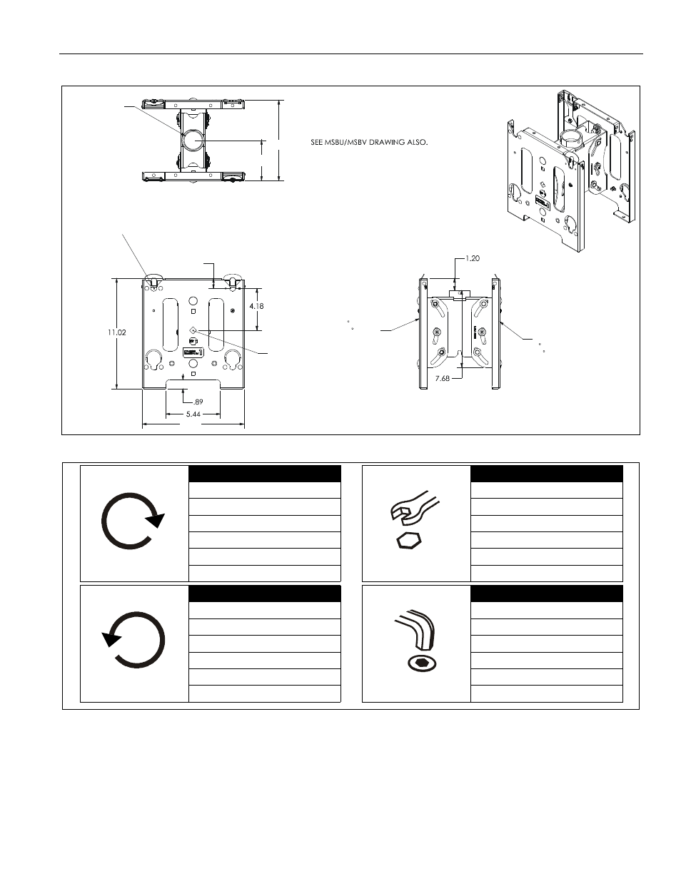 Dimensions legend, Installation instructions mcd series 3 | CHIEF MCD Series User Manual | Page 3 / 8