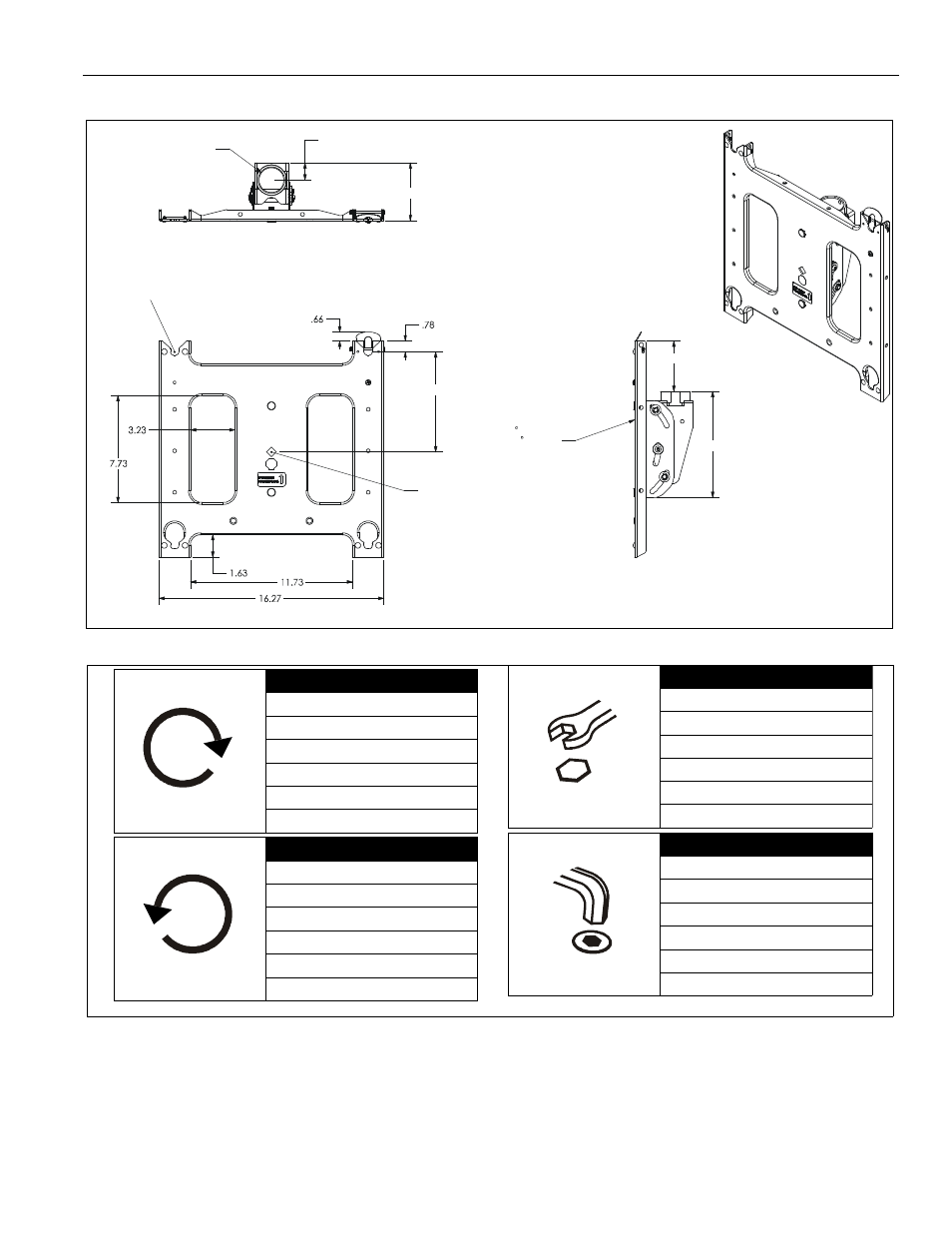 Dimensions legend, Installation instructions pcs series 3 | CHIEF PCS Series User Manual | Page 3 / 8