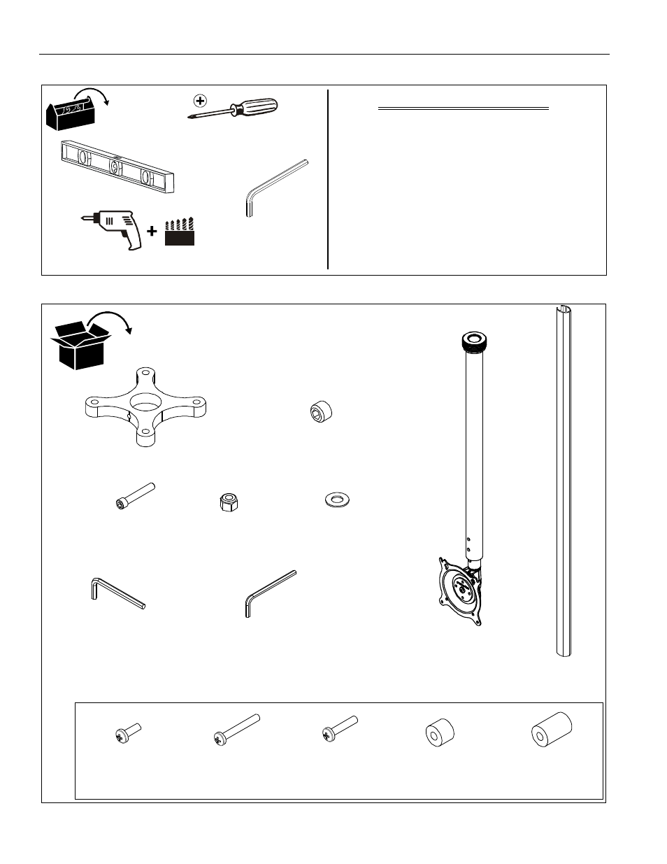 Tools required for installation parts | CHIEF FHP110, FHPV User Manual | Page 4 / 8