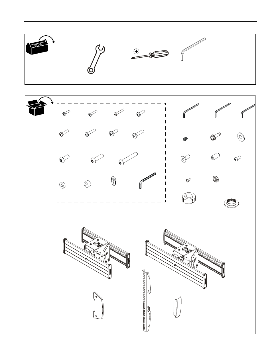 Tools required for installation parts | CHIEF LCB1U User Manual | Page 5 / 12