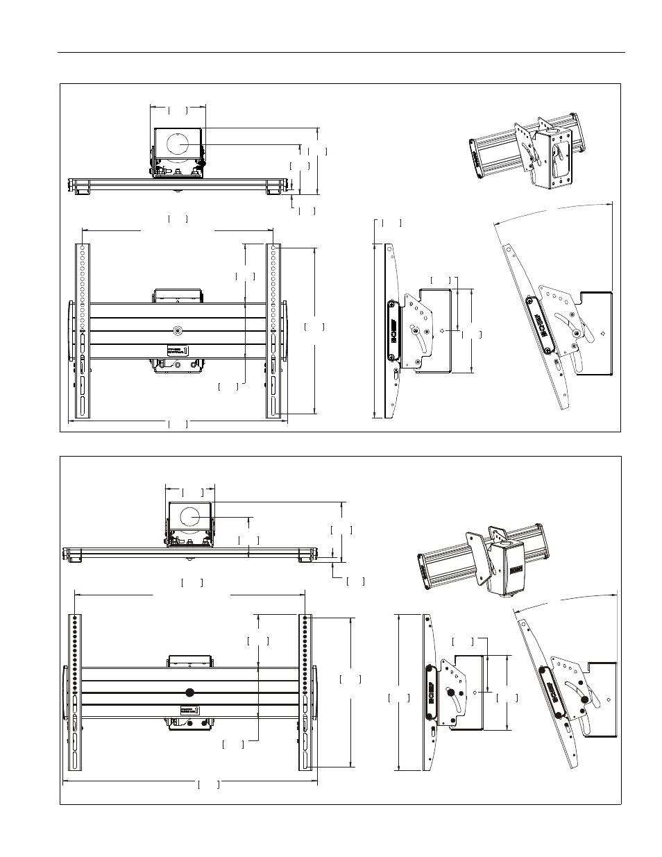 Dimensions, Mcm1u/mcm1us, Lcm1u/lcm1us | CHIEF LCM1U User Manual | Page 3 / 12