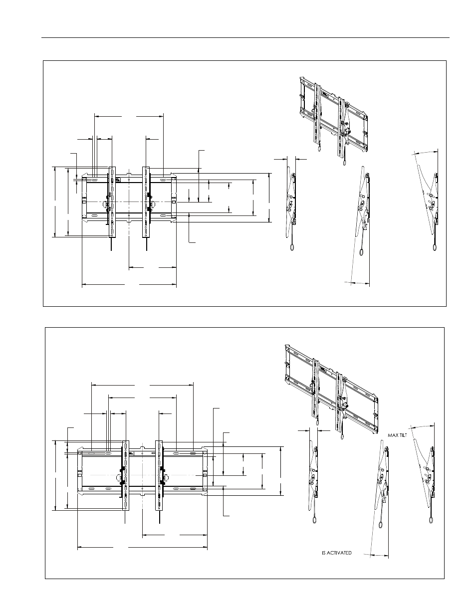 Dimensions-rmt2 dimensions-rlt2, Installation instructions rmt2/rlt2/rxt2 3 | CHIEF RXT2 User Manual | Page 3 / 12