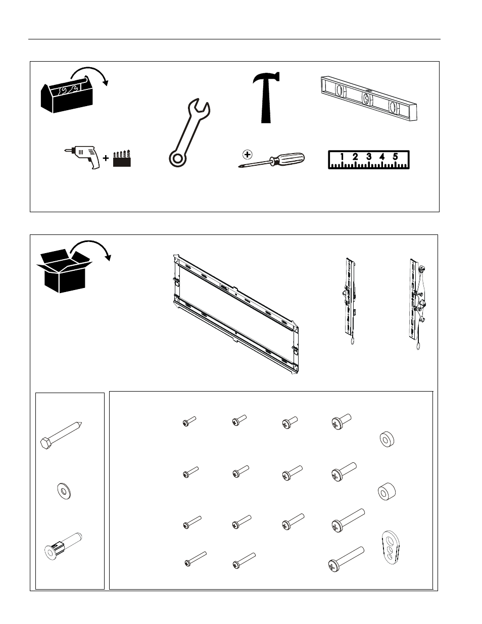 Tools required for installation parts | CHIEF RXT2 User Manual | Page 6 / 12