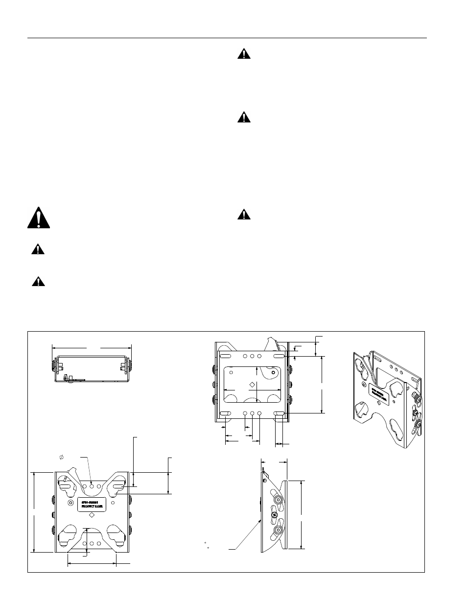 Disclaimer, Important warnings and cautions, Dimensions | Ftr series installation instructions 2 | CHIEF FTR Series User Manual | Page 2 / 8
