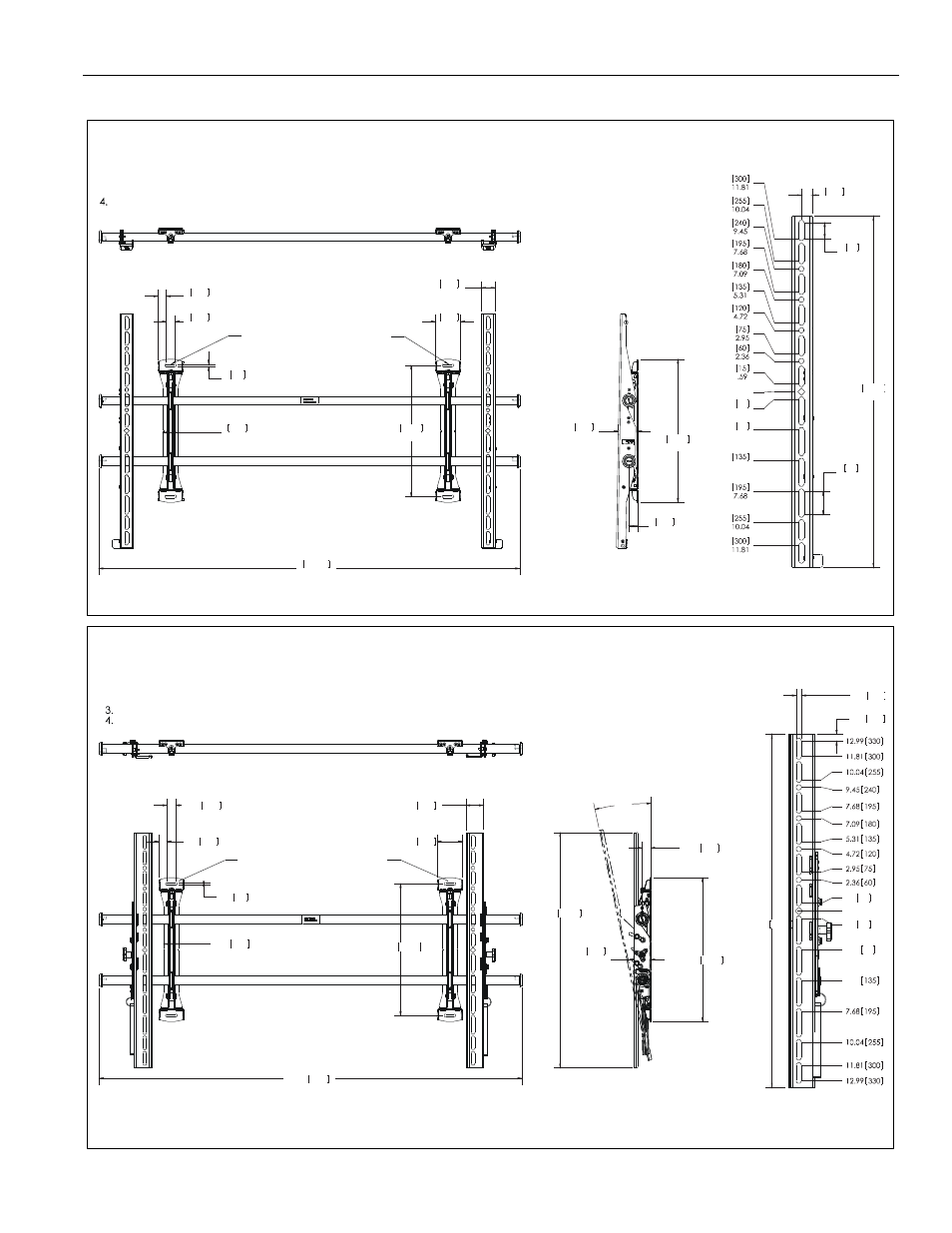 Dimensions, Installation instructions xsm/xtm series 3, Dimensions: [millimeters] inches | CHIEF XTM Series User Manual | Page 3 / 12