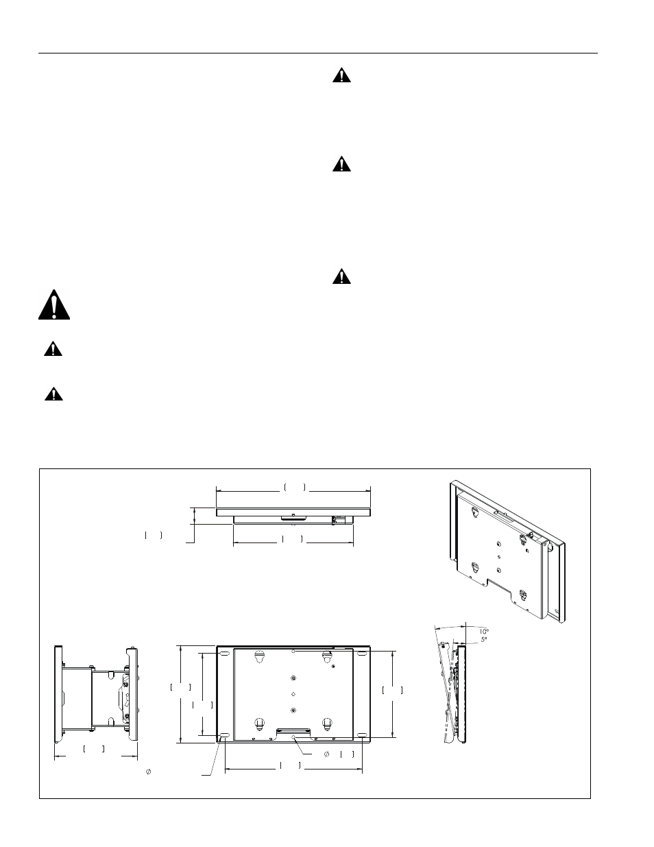 Disclaimer, Important warnings and cautions, Dimensions | CHIEF MPT6000 User Manual | Page 2 / 8