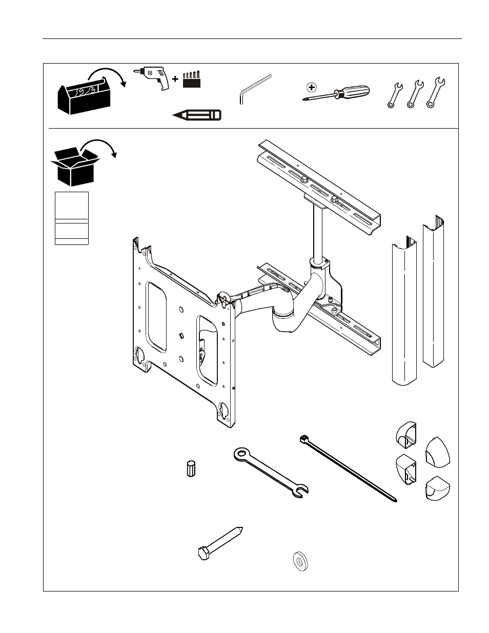 Tools required for installation and parts | CHIEF PWR User Manual | Page 3 / 12
