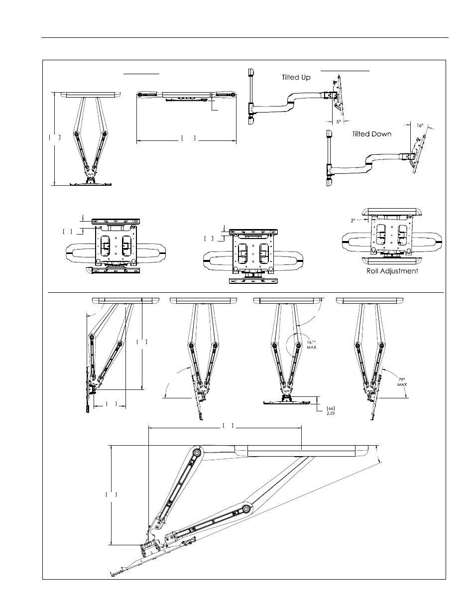 Dimensions -- cont’d, Installation instructions pdr series 3, Pdr full left | Tilt adjustment | CHIEF PDR Series User Manual | Page 3 / 12