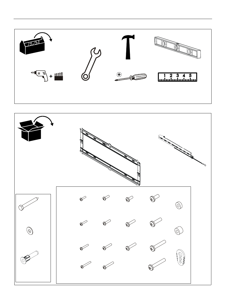 Tools required for installation parts | CHIEF RXF2 User Manual | Page 6 / 12