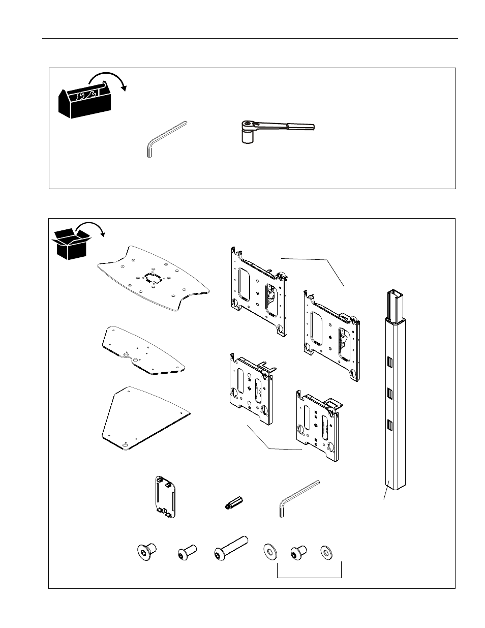 Tools required for installation parts | CHIEF PF2 Series User Manual | Page 5 / 12
