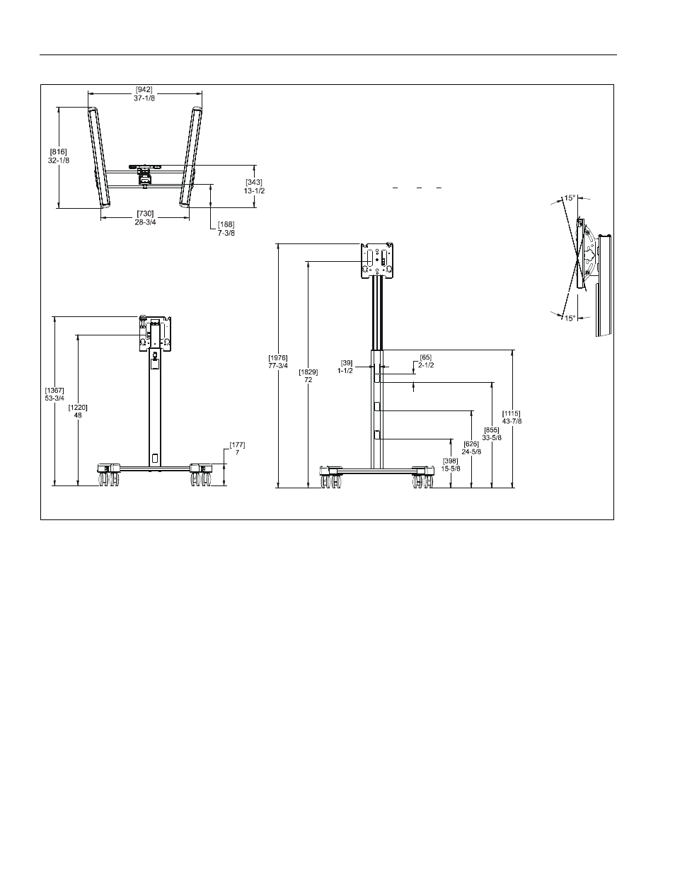 Dimensions | CHIEF MFC Series User Manual | Page 3 / 12