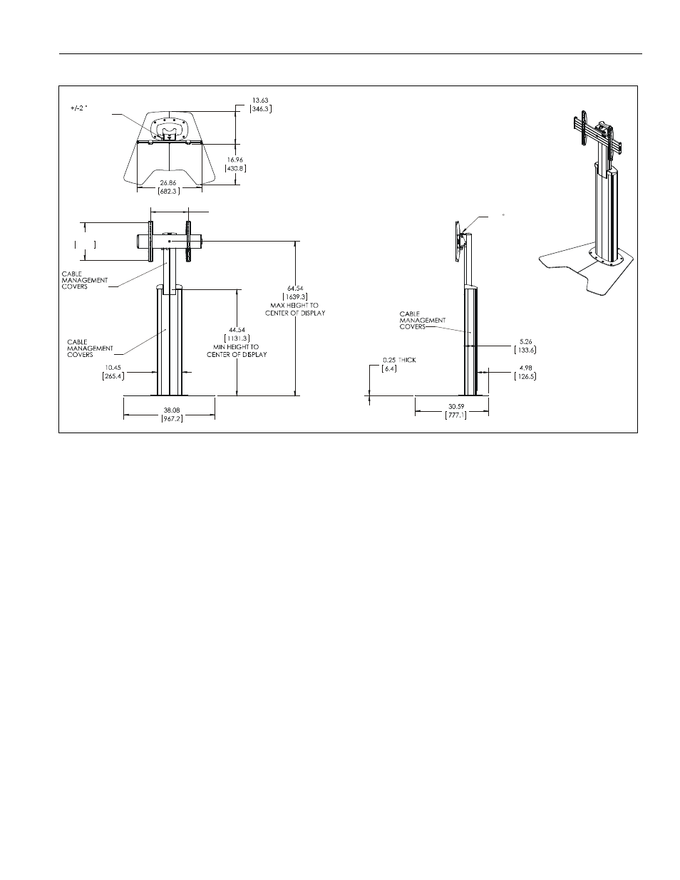 Dimensions, Installation instructions mfau 3 | CHIEF MFAU Series User Manual | Page 3 / 12