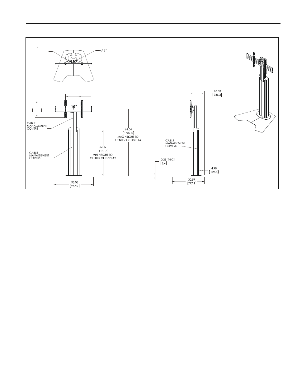 Dimensions, Installation instructions lfau 3 | CHIEF LFAU Series User Manual | Page 3 / 12