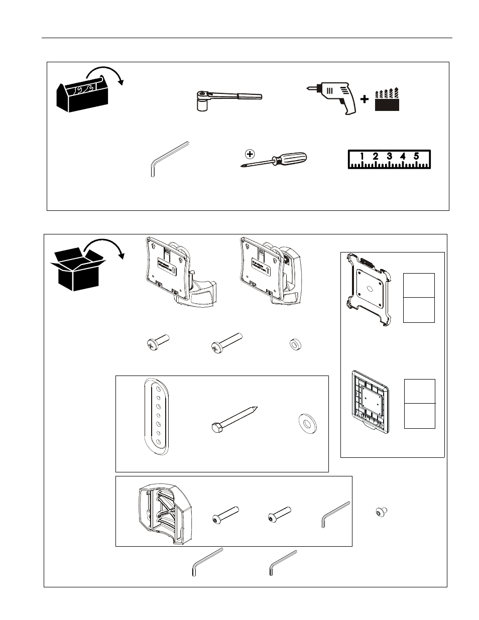 Tools required for installation parts | CHIEF K0 Series User Manual | Page 5 / 12