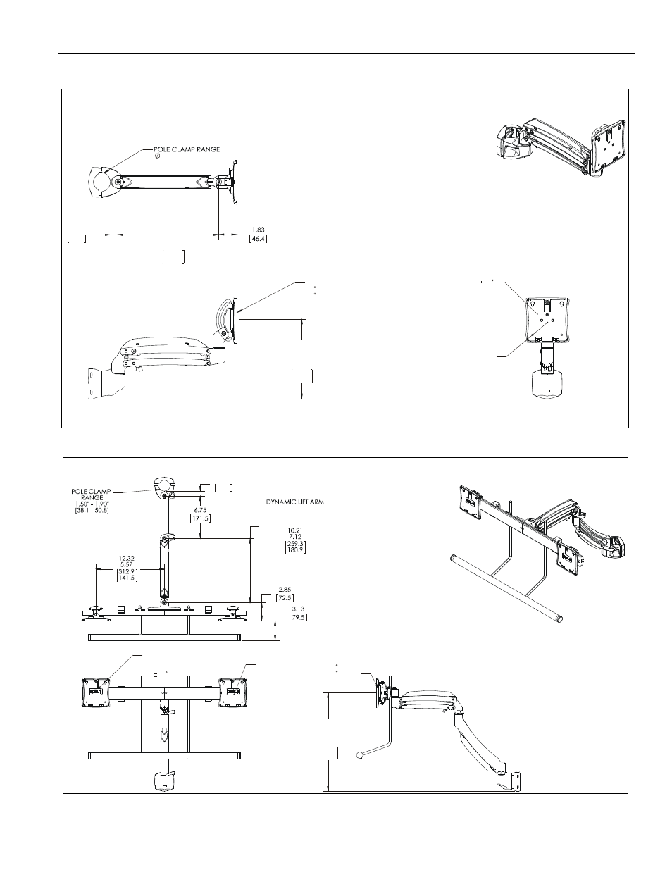 Dimensions k1p110, K1p22h, Installation instructions k1p series 3 | CHIEF K1P Series User Manual | Page 3 / 16