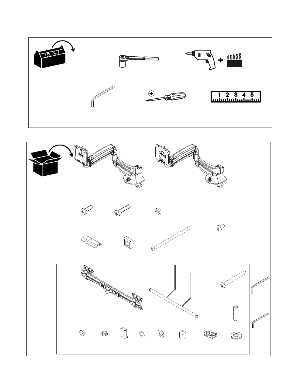 Tools required for installation parts | CHIEF K1D Series User Manual | Page 7 / 16