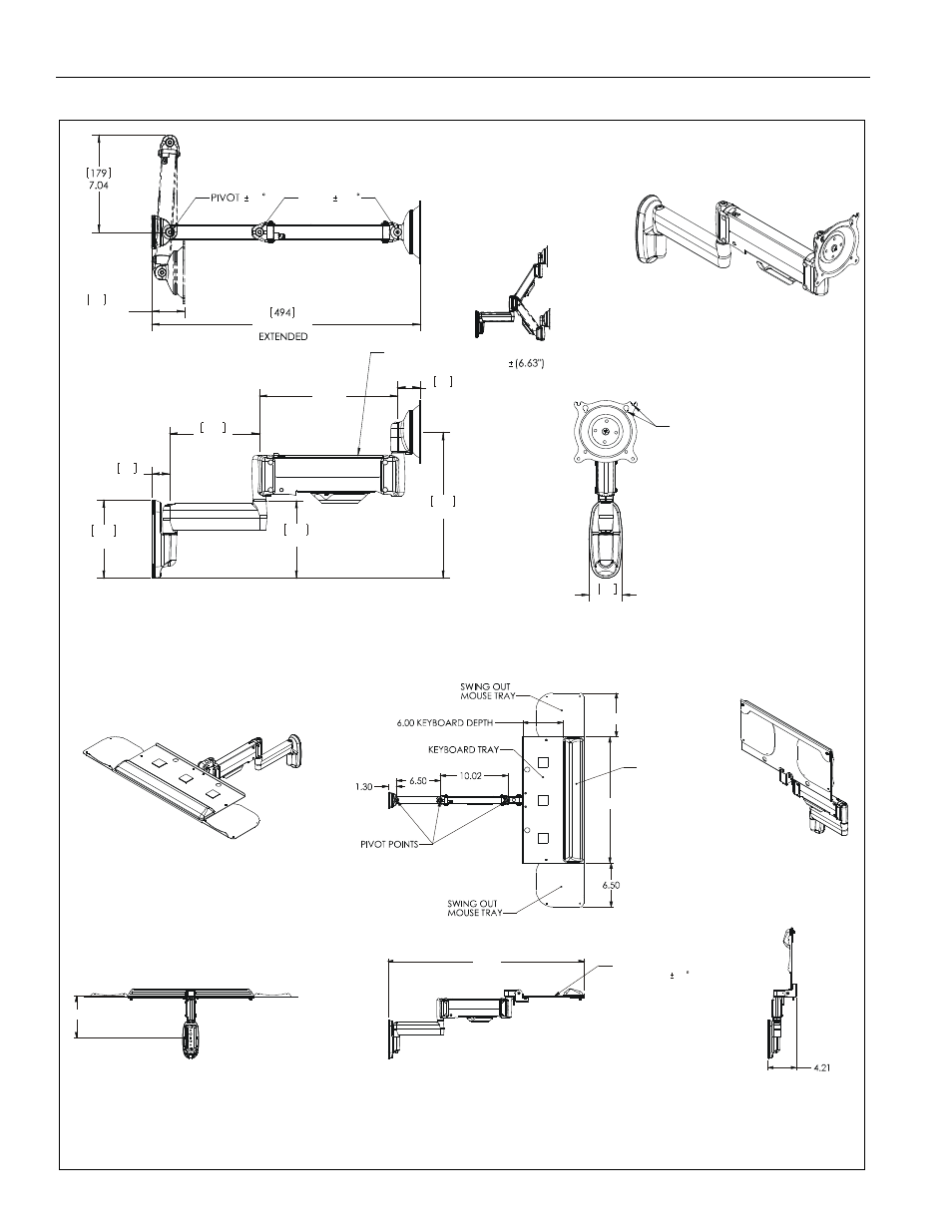 Dimensions, Kwt-110 installation instructions 4 | CHIEF KWT110 User Manual | Page 4 / 28